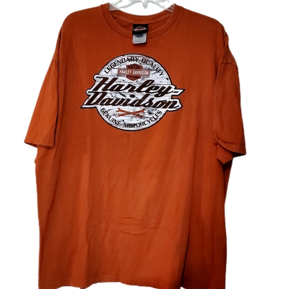 Harley Davidson Men's T-shirt Orange XXL Springfield - Picture 2 of 6